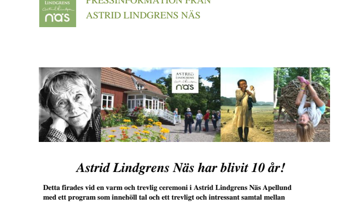 Astrid Lindgrens Näs har blivit 10 år!