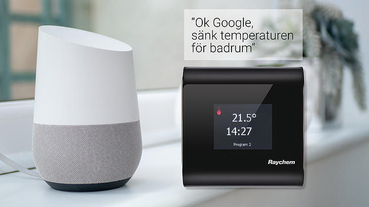 Nu kan nVent RAYCHEM SENZ WIFI golvvärmetermostat röststyras via Amazon Alexa och Google Assistant, enligt konceptet ”smarta hem”.
