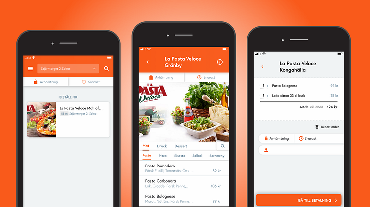 Nu kan våra kunder beställa sin mat via mobiltelefonen  - Ny tjänst hos La Pasta Veloce