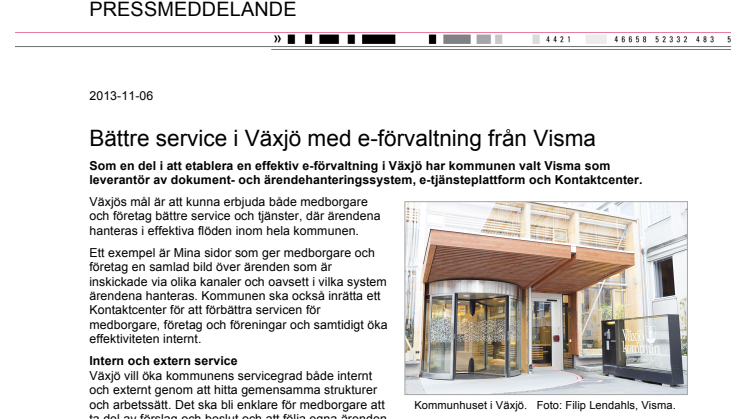 Bättre service i Växjö med e-förvaltning från Visma