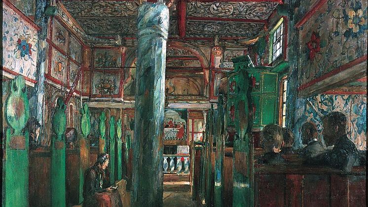 Harriet Backer, «Interior from Uvdal Stave Church», 1909