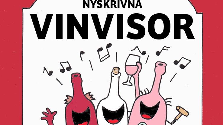 Framsida till boken "100 Nyskrivna vinvisor" av Hasse Nilsson.