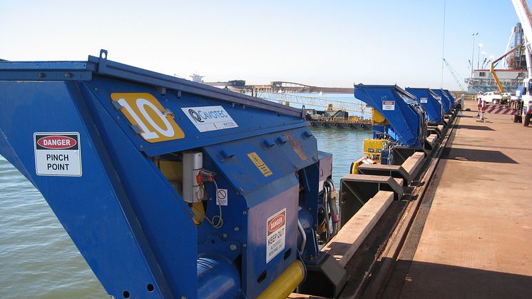 Ready to engage: automated mooring units at Port Hedland, Western Australia #ports #mooring #automation #bulkhandling