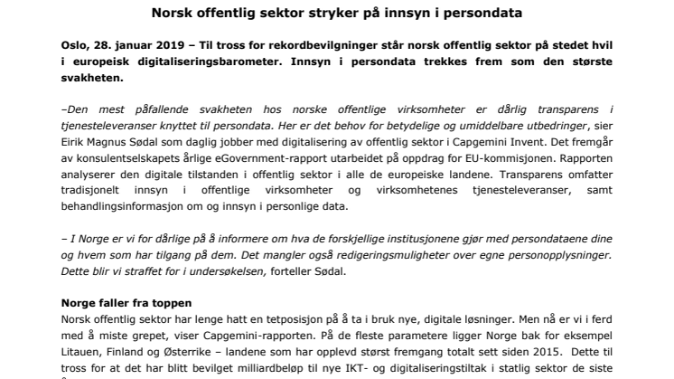 Norsk offentlig sektor stryker på innsyn i persondata