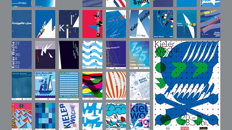 73 Jahre kreative Vielfalt vereint auf einem Plakat: Kieler Woche Motive von 1948 bis 2020
