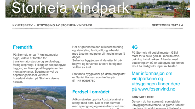 Nyhetsbrev Stoheia vindpark #4 - 2017