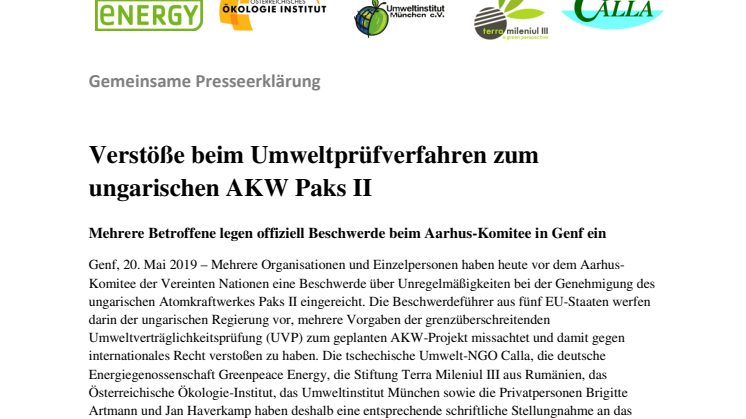 Verstöße beim Umweltprüfverfahren zum ungarischen AKW Paks II