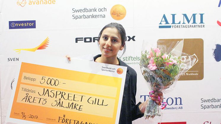 Jaspreet Gill, Thoren Business School,  blev Årets säljare på SM i Ung Företagsamhet 2017.