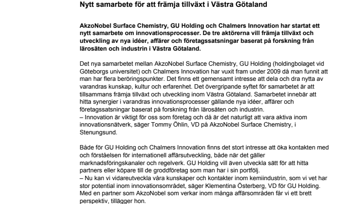 Nytt samarbete för att främja tillväxt i Västra Götaland