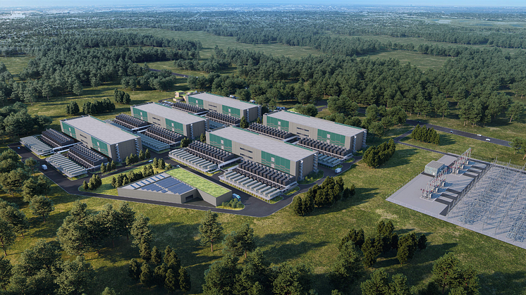 Illustration of the planned TikTok data center campus outside Hamar in Norway.