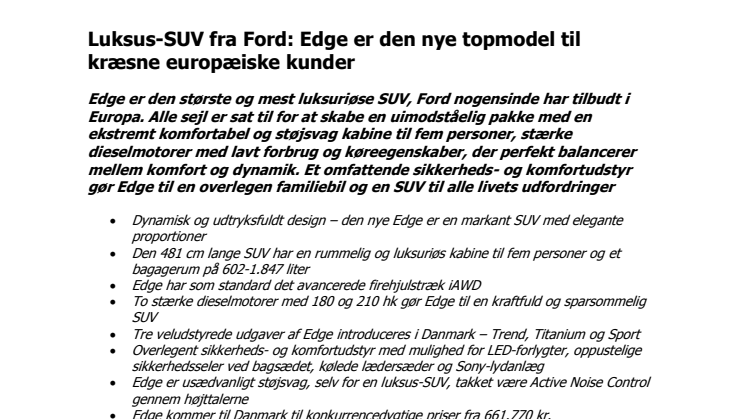 Luksus-SUV fra Ford: Edge er den nye topmodel til kræsne europæiske kunder