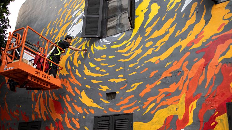 Flavours by Shah Rizzal, a mural of ARTWALK Little India 2019 at 120 Desker Road. Photo courtesy of LASALLE College of the Arts.