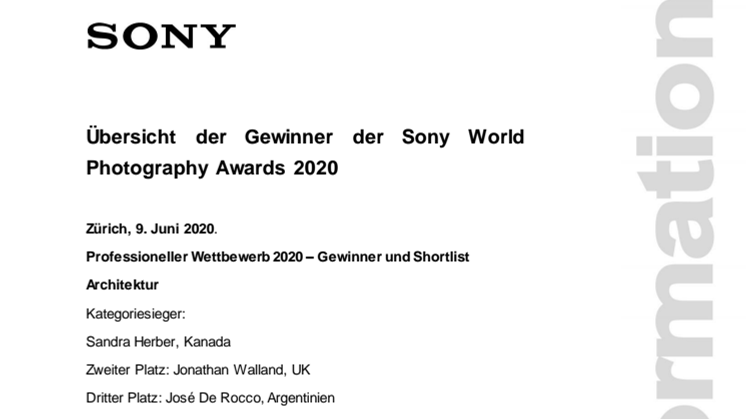 Die Gesamtsieger der Sony World Photography Awards 2020 stehen fest 