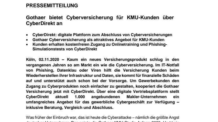 Gothaer bietet Cyberversicherung für KMU-Kunden über CyberDirekt an