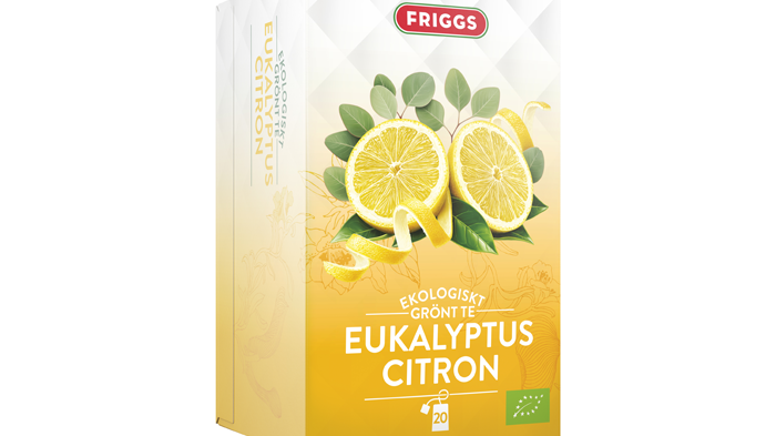 Nu lanseras Friggs Ekologiskt grönt te Eukalyptus Citron som ingår i varumärkets premiumsortiment med noggrant utvalda råvaror.