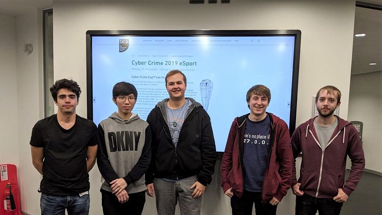 Team NULL at Northumbria University. From left to right: Cosmin Bianu, Wen Jun Lee, Matthew Chambers, Ryan Milner and Joe Cockcroft.