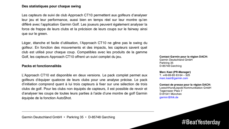 Approach CT10: les nouveaux capteurs pour clubs de golf de Garmin pour un suivi du jeu automatique et complet