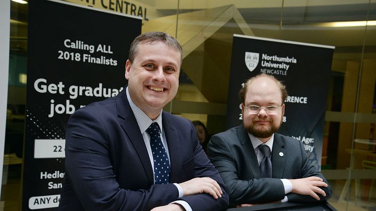 l-r Professor Christopher Newman with PhD Candidate in Space Law Thomas Cheney
