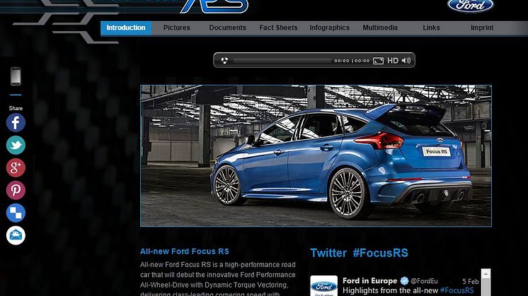 Ford Focus RS press kit