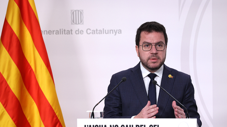 Präsident Aragonès in der Pressekonferenz zur Ausrufung des Wassernotstands