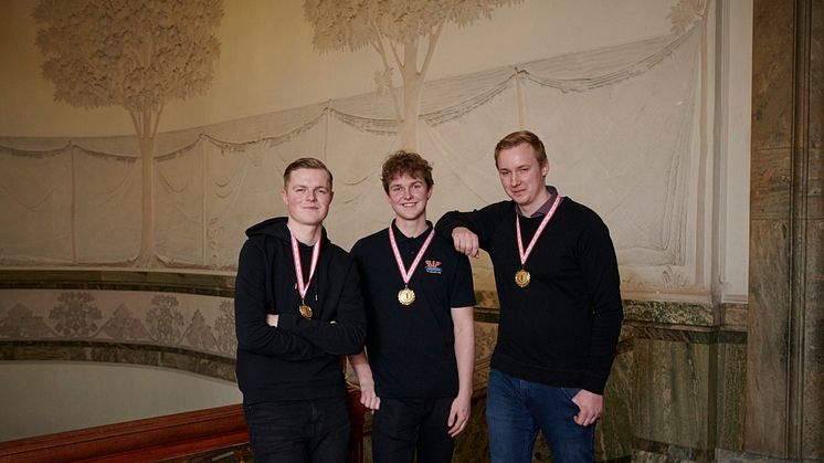 Vinderne af DM i Skills 2020 Lucas Barkow, Emil Eigenbrod og Mathias Erforth Hinrichsen.