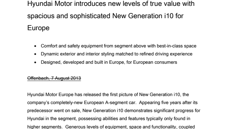 Hyundai introduserer ny og romslig i10