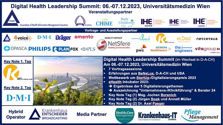 In einem Monat am 06.-07.12.: Digital Health Leadership Summit in der Universitätsmedizin Wien
