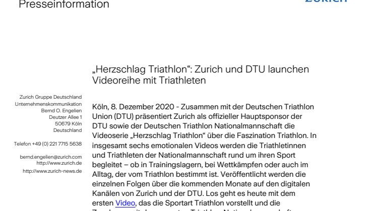 „Herzschlag Triathlon“: Zurich und DTU launchen Videoreihe mit Triathleten