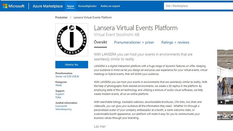 Svensk startup levererar första fullskaliga eventplattformen på Microsoft Marketplace  