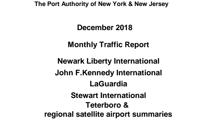 US Port Authority 12 months to December 2018 Traffic report