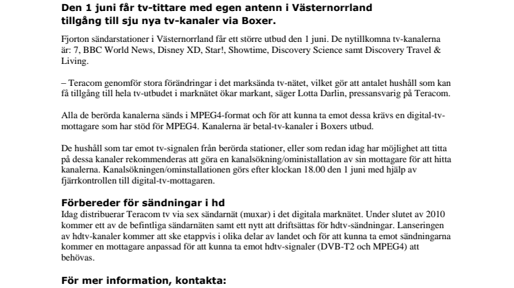 Sju nya tv-kanaler i Västernorrland till sommaren