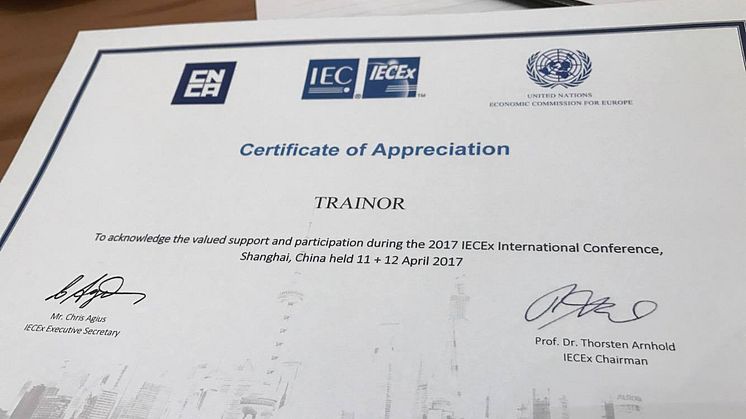 Norske Trainor bidragsyter på IECEx-konferanse i Shanghai