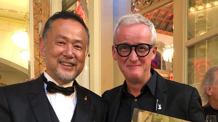 „Globe Educator Award 2018“ von Intercoiffure Mondial für Frank Brormann mit Herrn Hiroyuki Obayashi aus Nagoya in Japan