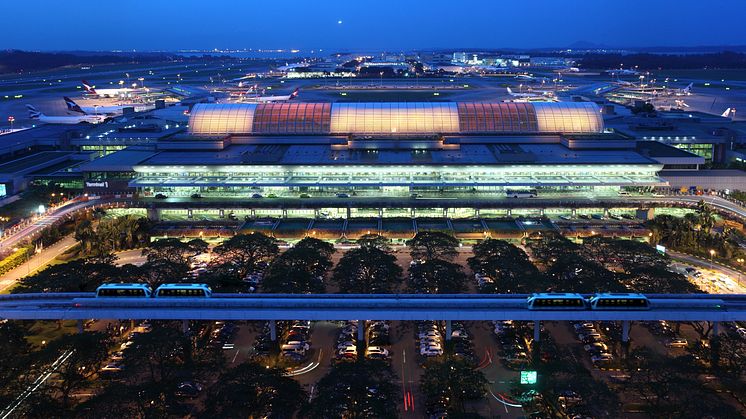 Overview of Terminal 1 in the evening
