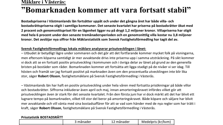  Mäklare i Västerås: ”Bomarknaden kommer att vara fortsatt stabil”