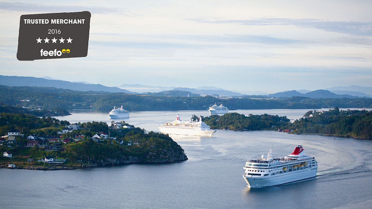 ​Fred. Olsen Cruise Lines is proud to be recognised as a Feefo ‘Gold Trusted Merchant’, for the third year in a row