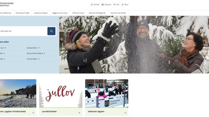 Startsidan på Kristianstads kommuns nya webbplats.