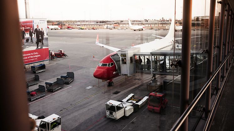 Norwegian aircraft at the gate