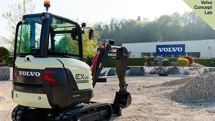 Volvo EX2 är en prototyp av en 100 % eldriven minigrävare