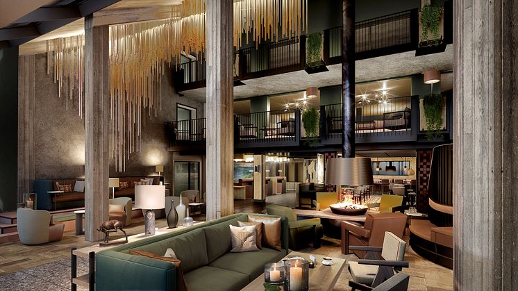 The new lobby offers a warm and social atmosphere for the guests. Photo: Metropolis