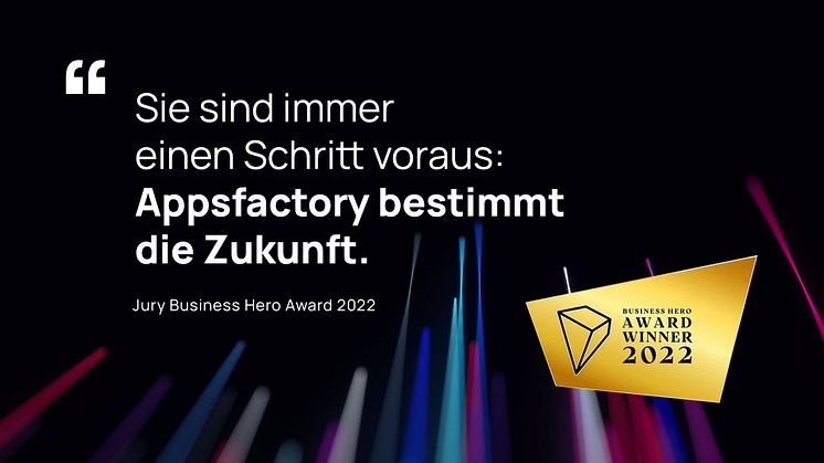 Best of Best Auszeichnung für Appsfactory beim Business Hero Award 2022