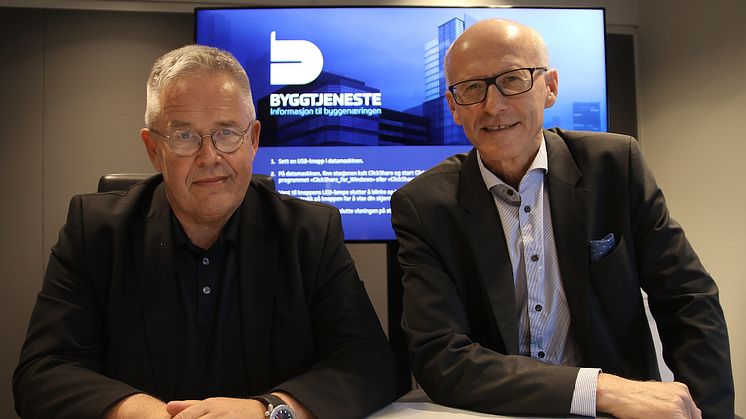 Bildetekst: Jon Karlsen (til venstre) og Halvard Gavelstad. Foto: Arve Brekkhus, Byggeindustrien