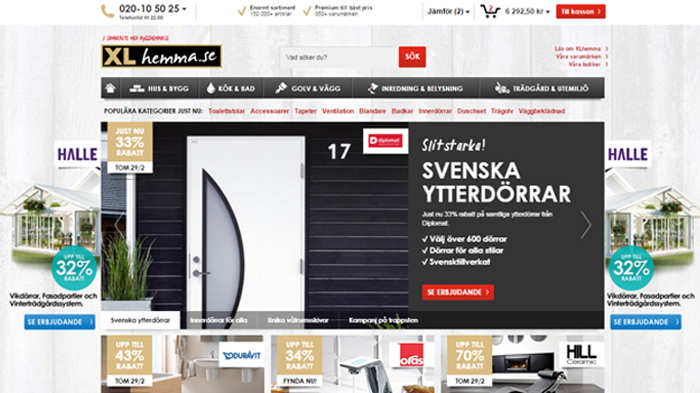 XLhemma.se - Ny e-handel med över 150.000 produkter för bygg och inredning