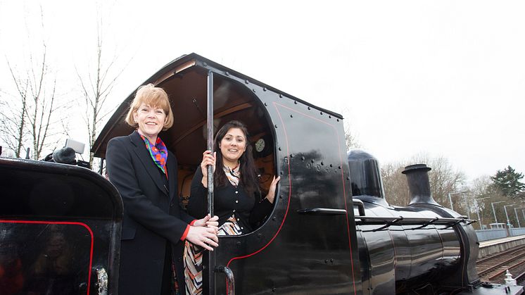 Rail Minister Wendy Morton and Nusrat Ghani MP aboard a Spa Valley service at Eridge, the heritage-style station shared with Southern