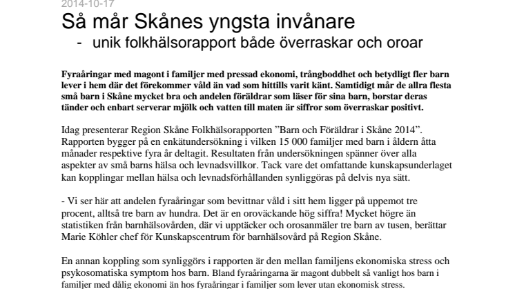 Så mår Skånes yngsta invånare - unik folkhälsorapport både överraskar och oroar