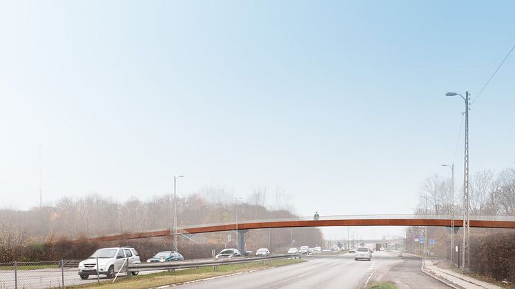 Visualisering af den kommende bro over Jyllingevej