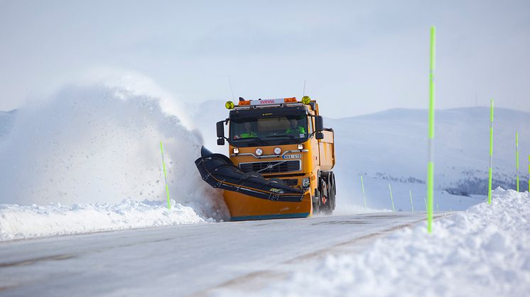 Svevia fortsätter sköta vägunderhållet på vägarna i Arjeplog driftområde. Foto: Patrick Trägårdh