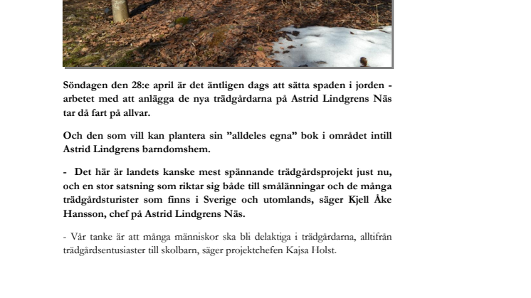 Första spadtaget i trädgårdssatsningen på Astrid Lindgrens Näs