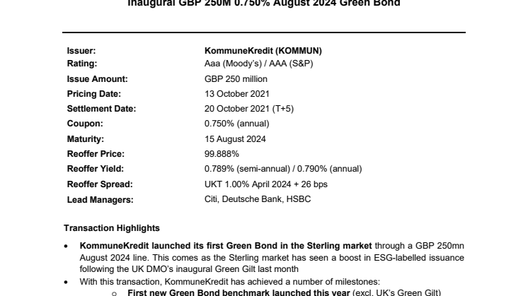20211014 - KommuneKredit Inaugural Green GBP Aug 2024 - Press.pdf