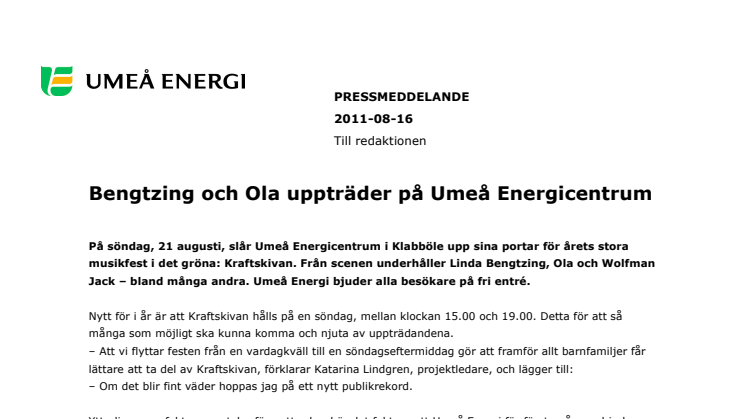 Bengtzing och Ola uppträder på Umeå Energicentrum  